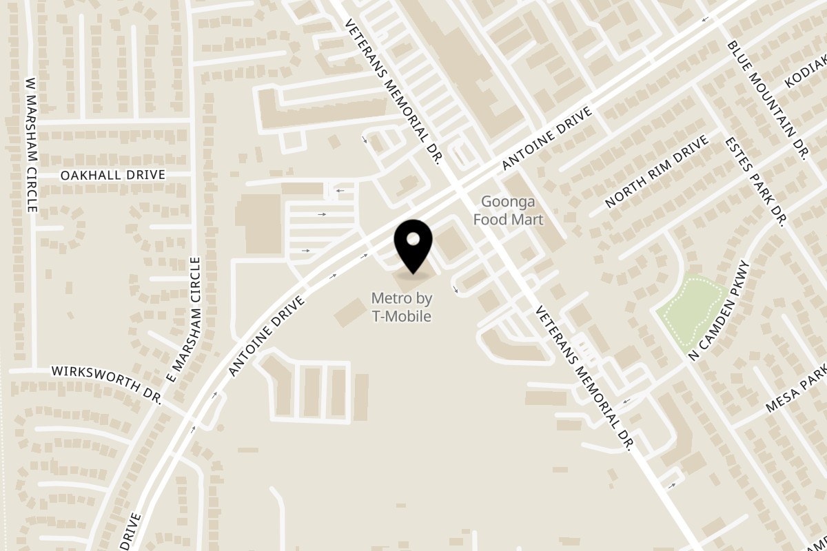 Map showing the location of Tempura Halal Indo-Pak Grill on 12228 Antoine Dr in Houston
